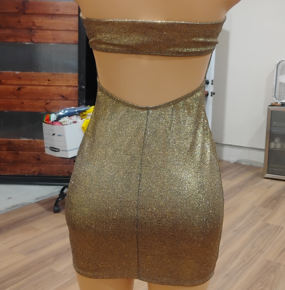 Glamorous Strapless Gold Dress